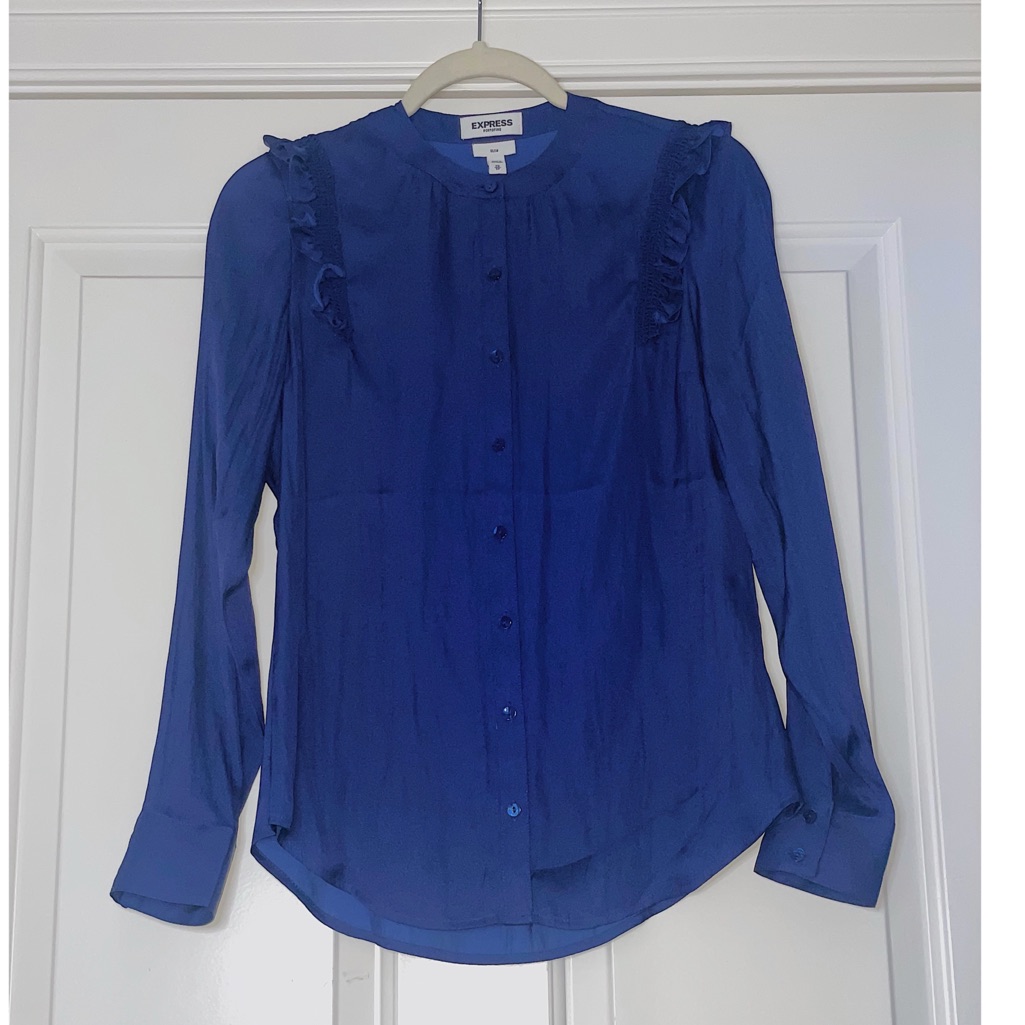 Express Ruffle Button Down Blouse